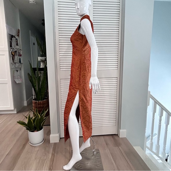 Gold Rust Brocade Qipao (Cheongsam) - Picture 4 of 15